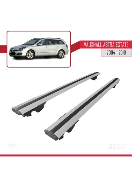 Vauxhall Astra Mk5 Estate 2004-2010 Arası ile Uyumlu Hook Model Anahtar Kilitli Ara Atkı Tavan Barı Gri modelleri