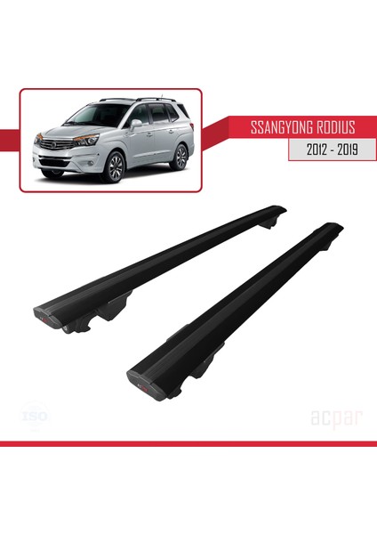 Ssangyong Rodius 2012-2019 Arası ile Uyumlu Hook Model Anahtar Kilitli Ara Atkı Tavan Barı Siyah