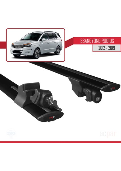 Ssangyong Rodius 2012-2019 Arası ile Uyumlu Hook Model Anahtar Kilitli Ara Atkı Tavan Barı Siyah