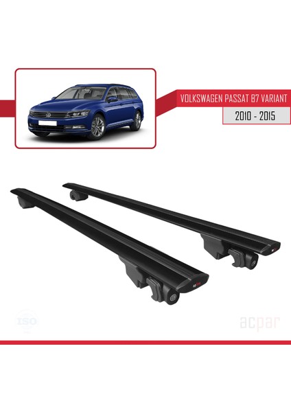 Volkswagen Passat (B7) Varıant 2010-2015 Arası ile Uyumlu Hook Model Anahtar Kilitli Ara Atkı Tavan Barı Siyah fırsatları