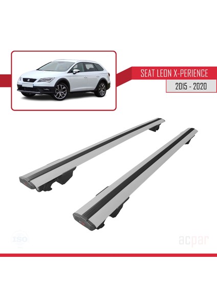 Seat Leon X-Perience 2015-2020 Arası ile Uyumlu Hook Model Anahtar Kilitli Ara Atkı Tavan Barı Gri modelleri