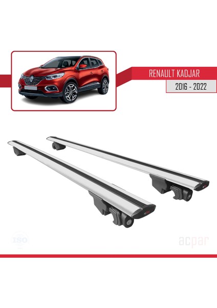 Renault Kadjar 2016-2022 Arası ile Uyumlu Hook Model Anahtar Kilitli Ara Atkı Tavan Barı Gri fırsatları