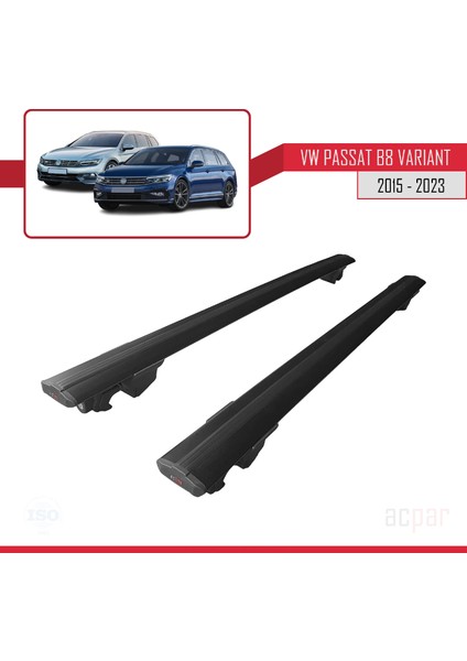 Vw Passat B8 Variant 2015 ve Sonrası ile Uyumlu Hook Model Anahtar Kilitli Ara Atkı Tavan Barı Siyah