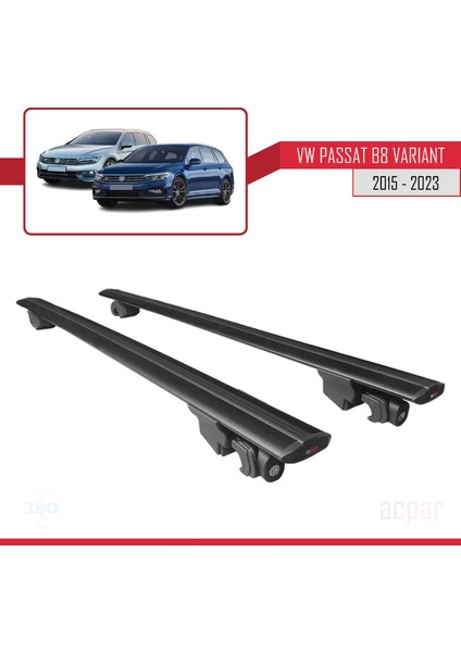Vw Passat B8 Variant 2015 ve Sonrası ile Uyumlu Hook Model Anahtar Kilitli Ara Atkı Tavan Barı Siyah