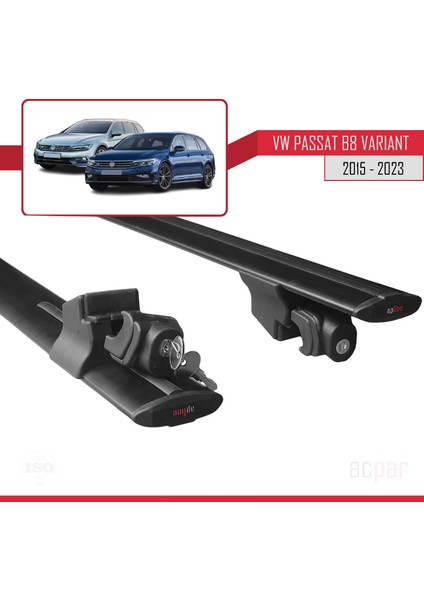 Vw Passat B8 Variant 2015 ve Sonrası ile Uyumlu Hook Model Anahtar Kilitli Ara Atkı Tavan Barı Siyah