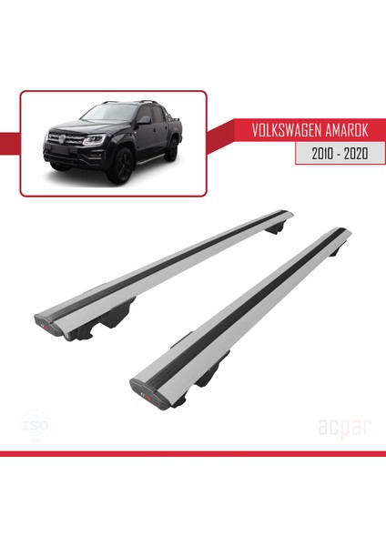 Volkswagen Amarok 2010-2020 Arası ile Uyumlu Hook Model Anahtar Kilitli Ara Atkı Tavan Barı Gri modelleri