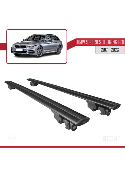 Bmw 5 Series Touring (G31) 2017 ve Sonrası ile Uyumlu Hook Model Anahtar Kilitli Ara Atkı Tavan Barı Siyah fırsatları