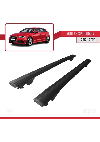 Audi A3 Sportback 2012-2020 Arası ile Uyumlu Hook Model Anahtar Kilitli Ara Atkı Tavan Barı Siyah modelleri
