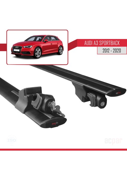 Audi A3 Sportback 2012-2020 Arası ile Uyumlu Hook Model Anahtar Kilitli Ara Atkı Tavan Barı Siyah indirimleri