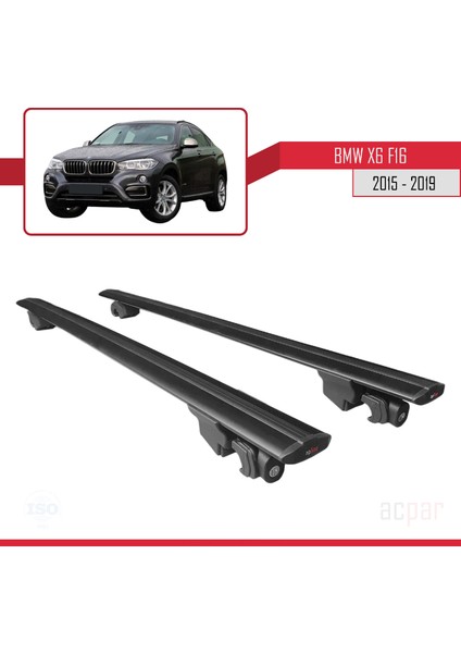 Bmw X6 (F16) 2015-2019 Arası ile Uyumlu Hook Model Anahtar Kilitli Ara Atkı Tavan Barı Siyah fırsatları