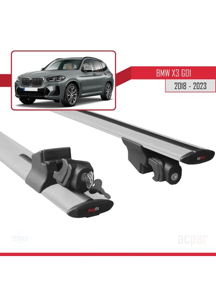 Bmw X3 (G01) 2018 ve Sonrası ile Uyumlu Hook Model Anahtar Kilitli Ara Atkı Tavan Barı Gri indirimleri