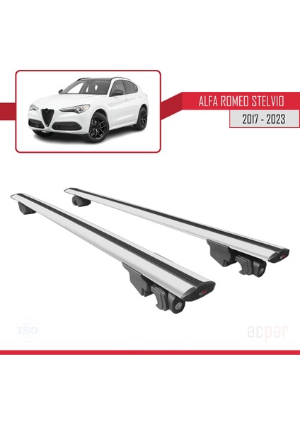 Alfa Romeo Stelvio 2017 ve Sonrası ile Uyumlu Hook Model Anahtar Kilitli Ara Atkı Tavan Barı Gri fırsatları