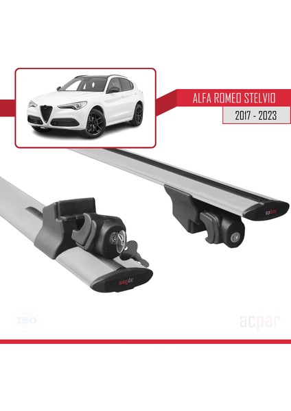 Alfa Romeo Stelvio 2017 ve Sonrası ile Uyumlu Hook Model Anahtar Kilitli Ara Atkı Tavan Barı Gri indirimleri
