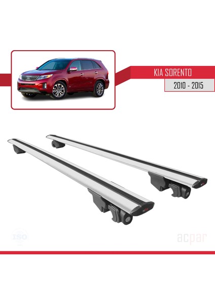 Kia Sorento 2010-2015 Arası ile Uyumlu Hook Model Anahtar Kilitli Ara Atkı Tavan Barı Gri fırsatları