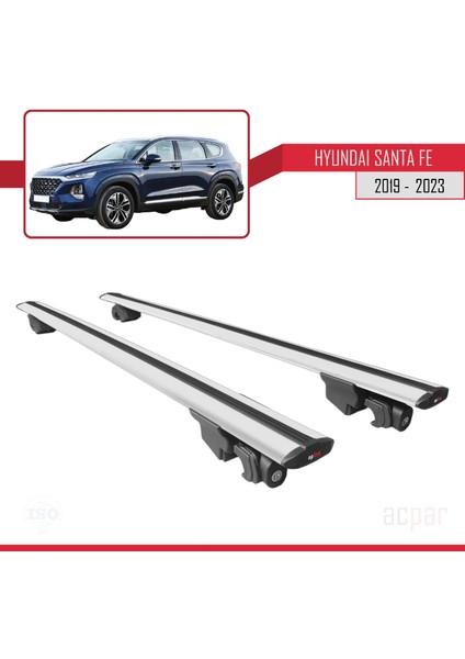 Hyundai Santa Fe (Tm) 2019 ve Sonrası ile Uyumlu Hook Model Anahtar Kilitli Ara Atkı Tavan Barı Gri fırsatları