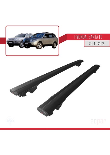 Hyundai Santa Fe 2001-2012 Arası ile Uyumlu Hook Model Anahtar Kilitli Ara Atkı Tavan Barı Siyah modelleri