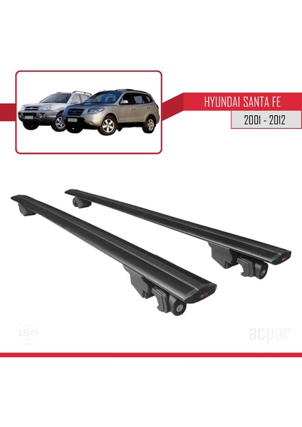 Hyundai Santa Fe 2001-2012 Arası ile Uyumlu Hook Model Anahtar Kilitli Ara Atkı Tavan Barı Siyah fırsatları