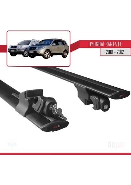 Hyundai Santa Fe 2001-2012 Arası ile Uyumlu Hook Model Anahtar Kilitli Ara Atkı Tavan Barı Siyah indirimleri