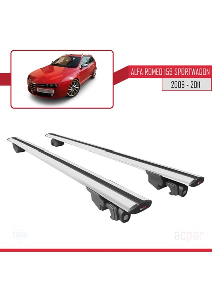 Alfa Romeo 159 Sportwagon 2006-2011 Arası ile Uyumlu Hook Model Anahtar Kilitli Ara Atkı Tavan Barı Gri fırsatları