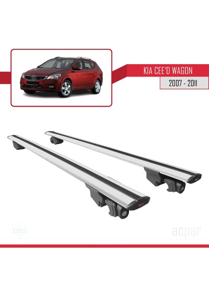 Kia Cee'd Sw / Estate 2007-2011 Arası ile Uyumlu Hook Model Anahtar Kilitli Ara Atkı Tavan Barı Gri fırsatları