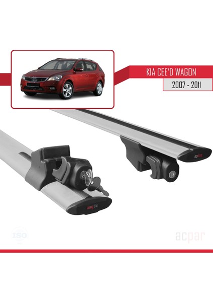 Kia Cee'd Sw / Estate 2007-2011 Arası ile Uyumlu Hook Model Anahtar Kilitli Ara Atkı Tavan Barı Gri indirimleri