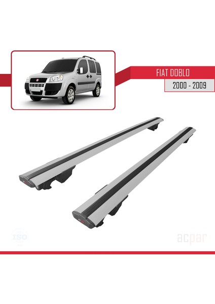 Fiat Doblo 2000-2009 Arası ile Uyumlu Hook Model Anahtar Kilitli Ara Atkı Tavan Barı Gri modelleri