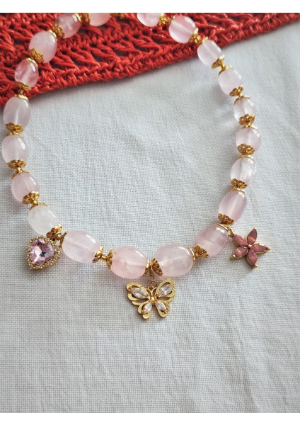 Amorf Pembe Kuvars Kolye fiyatları