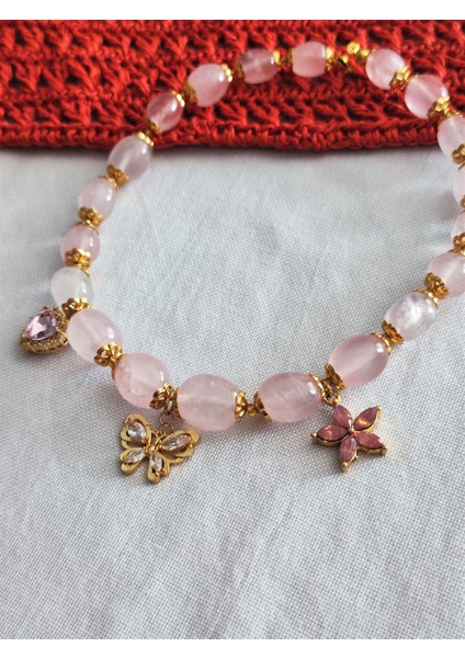 Amorf Pembe Kuvars Kolye modelleri