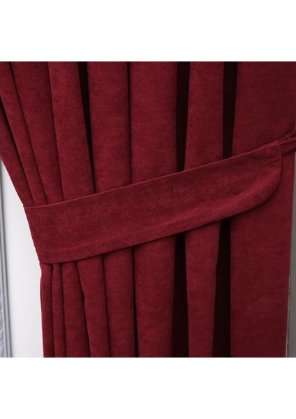 Petek Dokulu Kadife Dökümlü Fon Perde 1/3 Sık Pile Tek Kanat Bordo modelleri