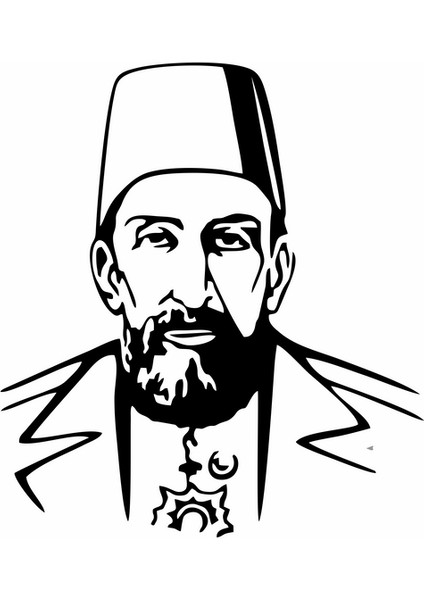 2.abdülhamit Silüet Sticker Siyah 17X19 cm