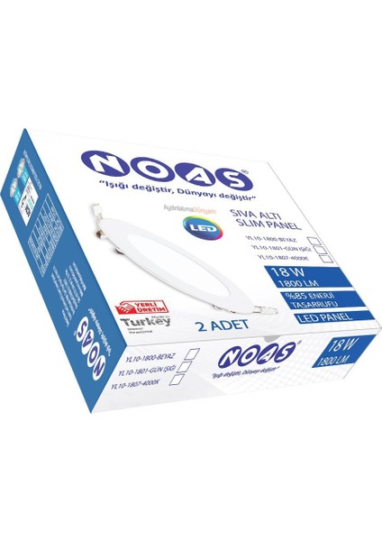 18W Sıva Altı Slim LED Panel 2 Adet Günışığı YL10-1801