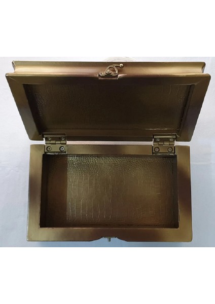 Ahşap El Yapımı Altın Varak Boyalı Mücevher Kutusu 30 x 18 x 10 Mücevherkutusu