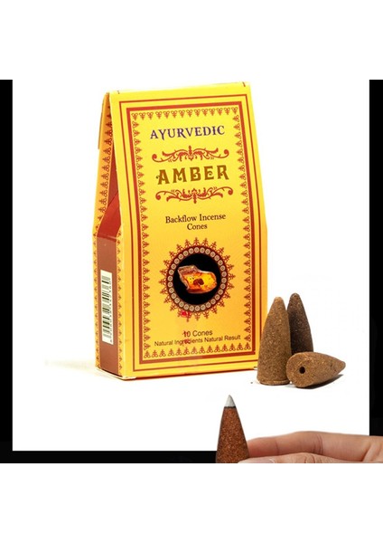 Ayurvedic Konik ( Geri Akış ) Tütsü Amber Aromalı ( 10 Adet )