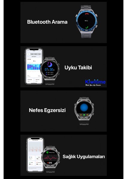 Dt.no1 Ultra Mate Siri Nfc Ios Android Uyumlu (2 Kordon) Bluetooth Arama Akıllı Saat