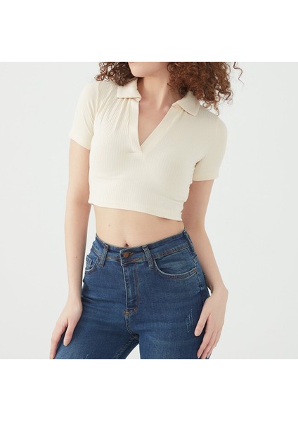 Gömlek Yaka Crop Bluz fiyatları