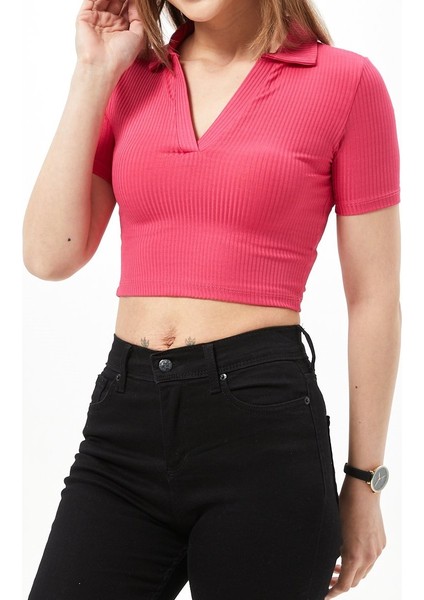 Gömlek Yaka Crop Bluz fırsatları