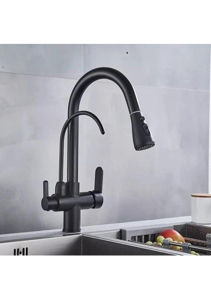 Fleko Siyah Arıtmalı Spiralli Evye Mutfak Bataryası