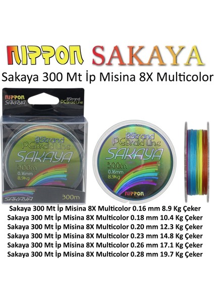 Sakaya 300 mt Ip Misina 8x Multi Color