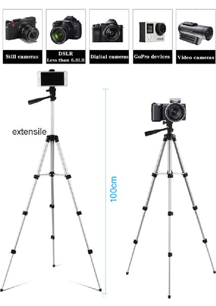 Profesyonel Fotoğraf Video Çekimi 106 cm Tripod Telefon Tutucu Bluetooth Kumandalı Tripod