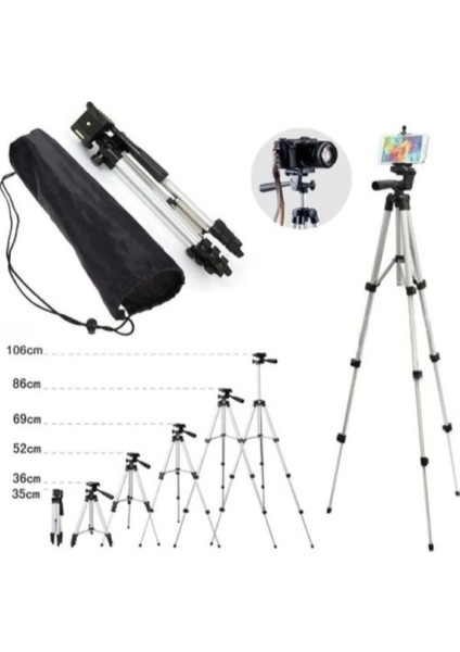 Profesyonel Fotoğraf Video Çekimi 106 cm Tripod Telefon Tutucu Bluetooth Kumandalı Tripod