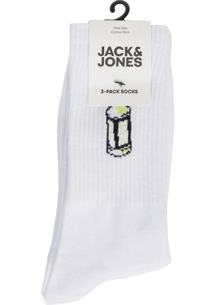 Jack & Jones Jacrock And Roll Tennis Socks 3 Pack Unisex Beyaz Çorap 12242140-White