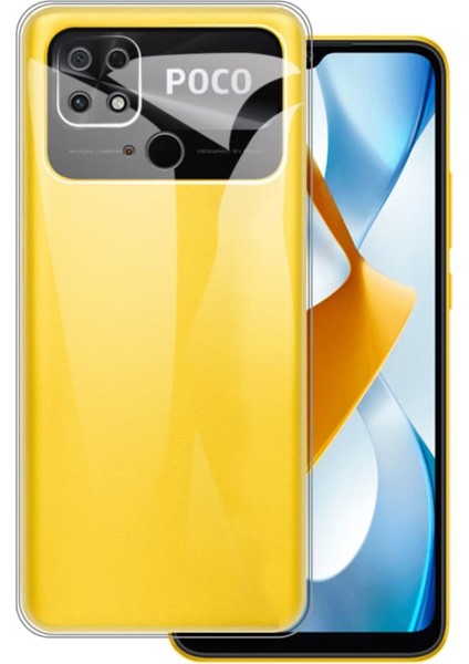 Xiaomi Poco C40 ile Uyumlu Kapak Kamera Korumalı Tıpalı Şeffaf Silikon Kılıf