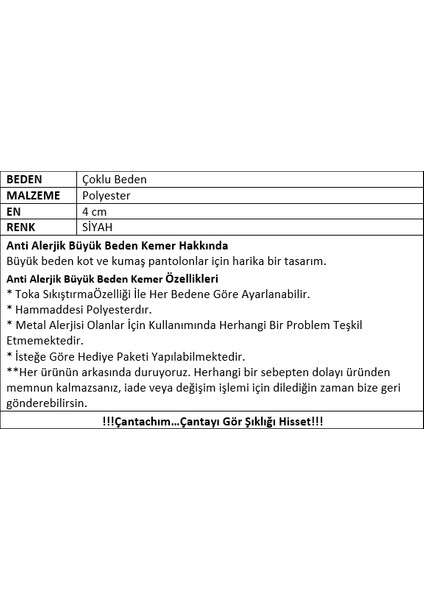 m Anti Alerjik Plastik Tokalı Büyük Beden Kemer indirimleri