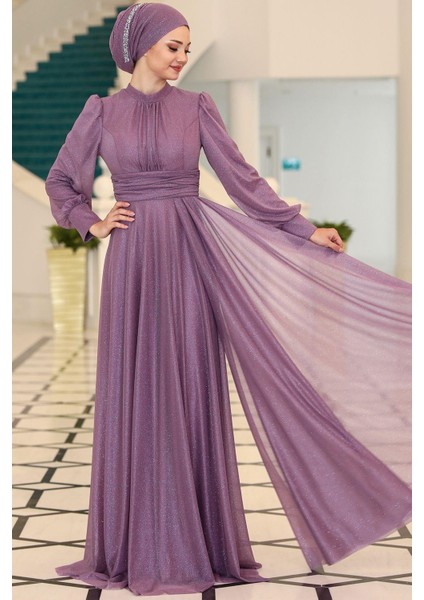 Kübra Tesettür Abiye Lavanta