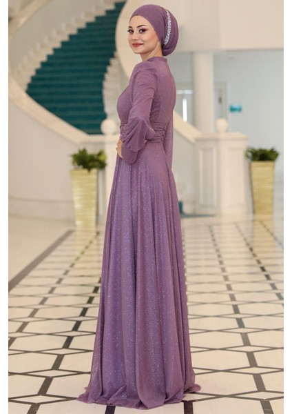 Kübra Tesettür Abiye Lavanta modelleri