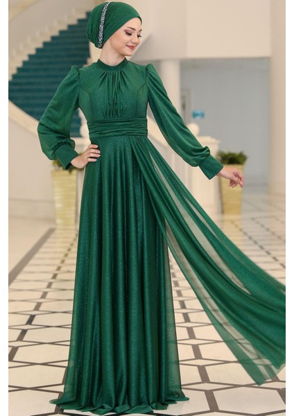 Kübra Tesettür Abiye Zümrüt