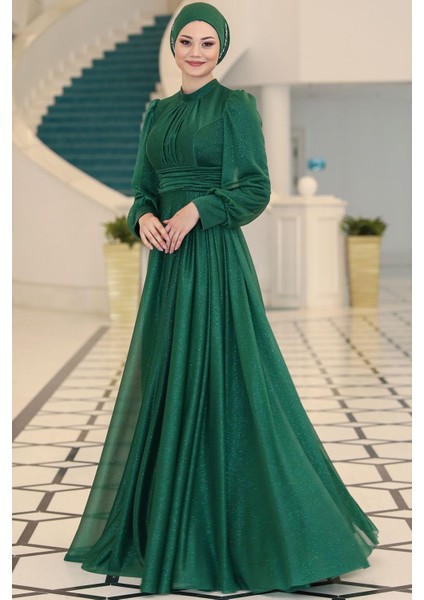 Kübra Tesettür Abiye Zümrüt modelleri