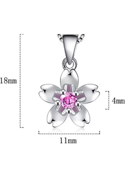 925 Ayar Gümüş Pembe Çiçek Kolye Anne Eş Sevgili Doğum Günü Yıl Dönümü Hediyesi