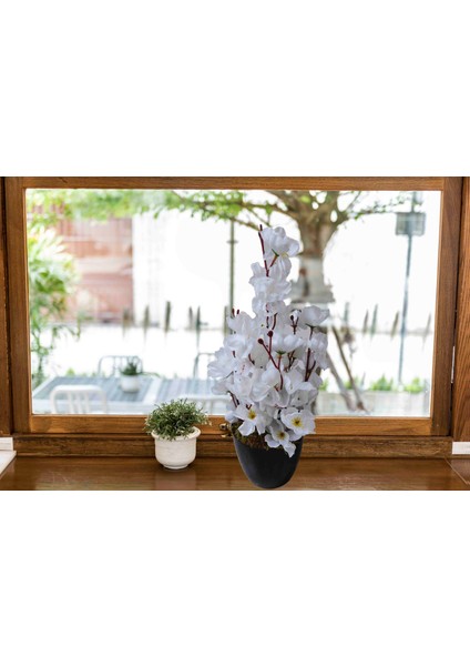Saksıda Bahardalı 4lü Set Dekoratif Rengarenk Yapay Çiçek