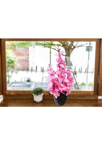 Saksıda Bahardalı 4lü Set Dekoratif Rengarenk Yapay Çiçek